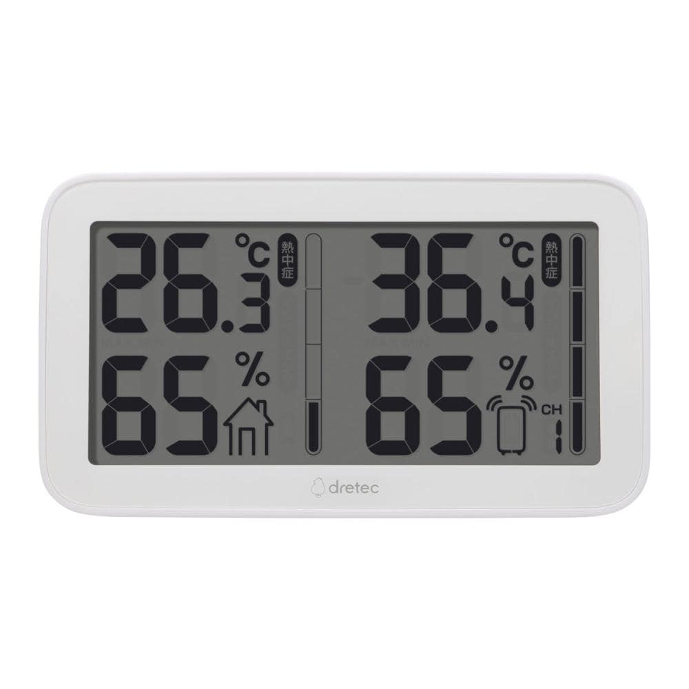 ドリテック　コードレス温湿度計　親機・子機セット　Ｏー４１９Ｗ