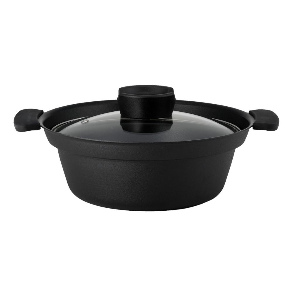 アテーナライフ　ＩＨ対応　吹きこぼれにくい卓上鍋　ブラック　２０ｃｍ