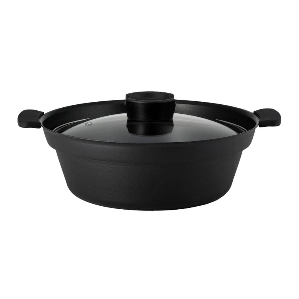 アテーナライフ　ＩＨ対応　吹きこぼれにくい卓上鍋　ブラック　２４ｃｍ