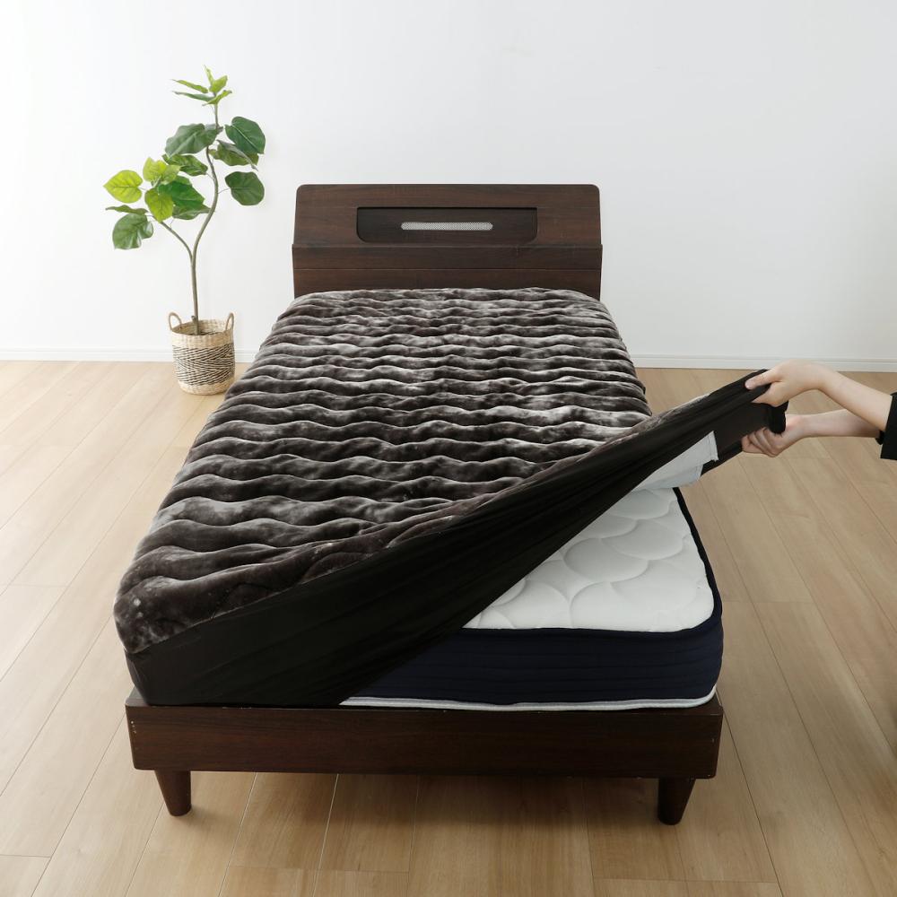 アテーナライフ　暖プラス　３つの効果であったか　敷パッド一体型ＢＯＸシーツ　ダークブラウン　シングル　１００×２００ｃｍ