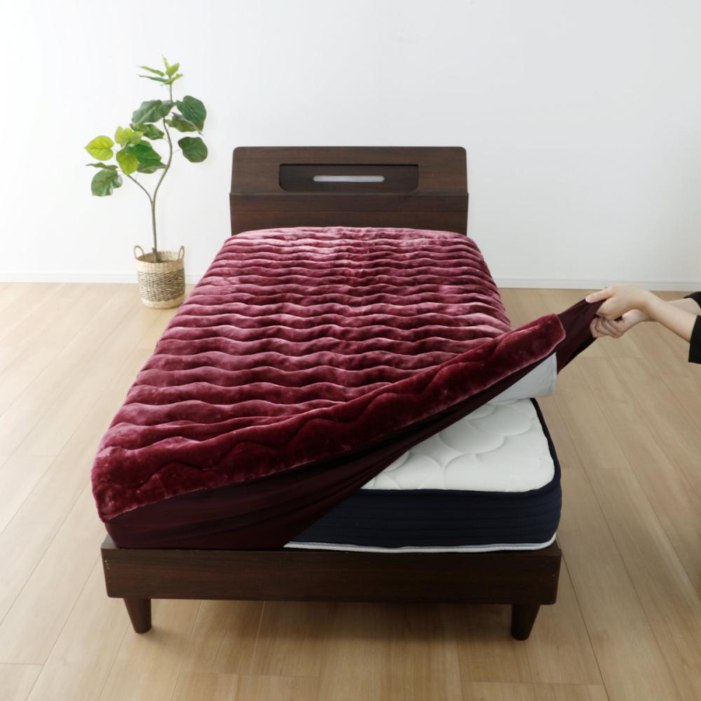 アテーナライフ　暖プラス　３つの効果であったか　敷パッド一体型ＢＯＸシーツ　レッド　シングル　１００×２００ｃｍ