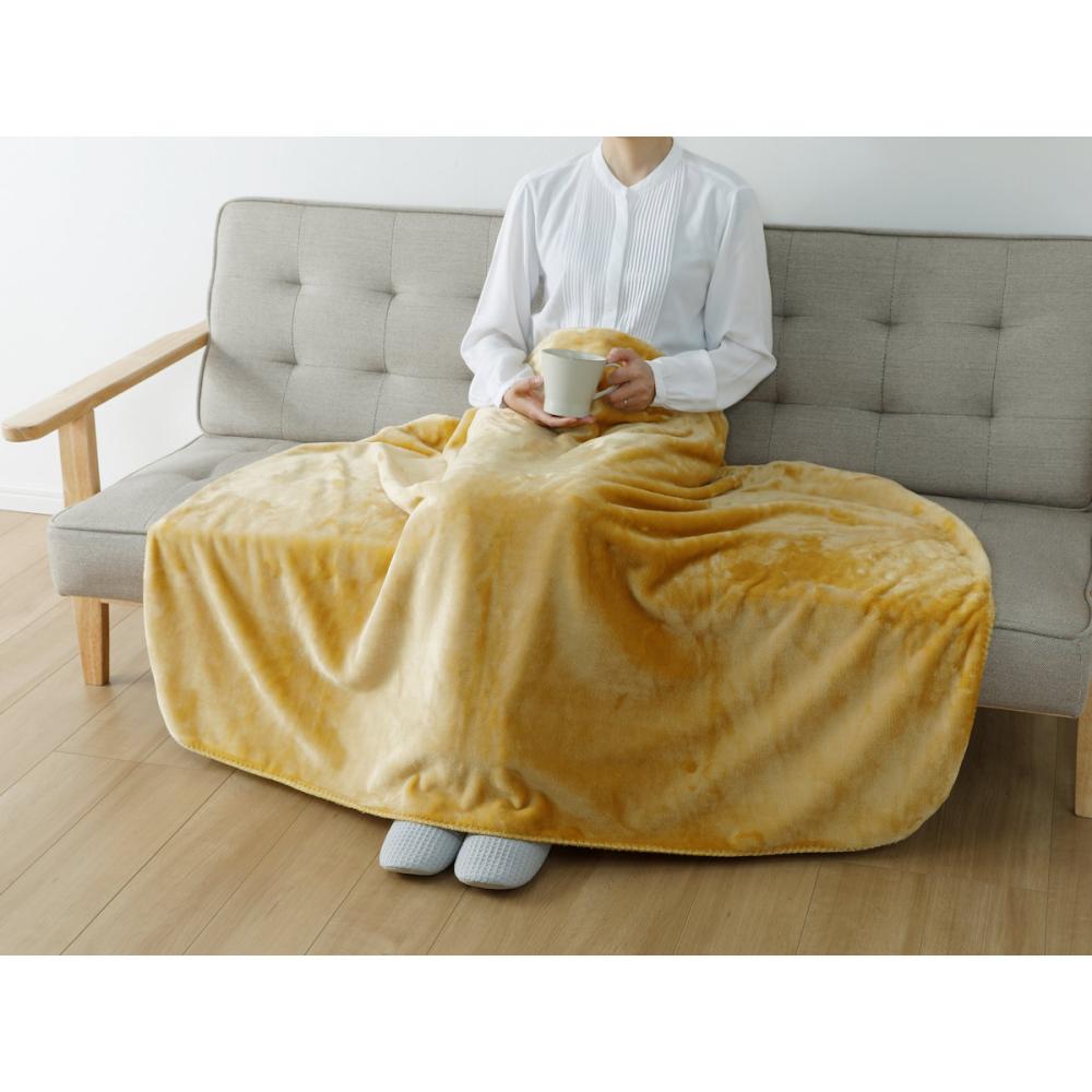 アテーナライフ　なめらかハーフ毛布　ミルクファー　マスタード　１００×１４０ｃｍ