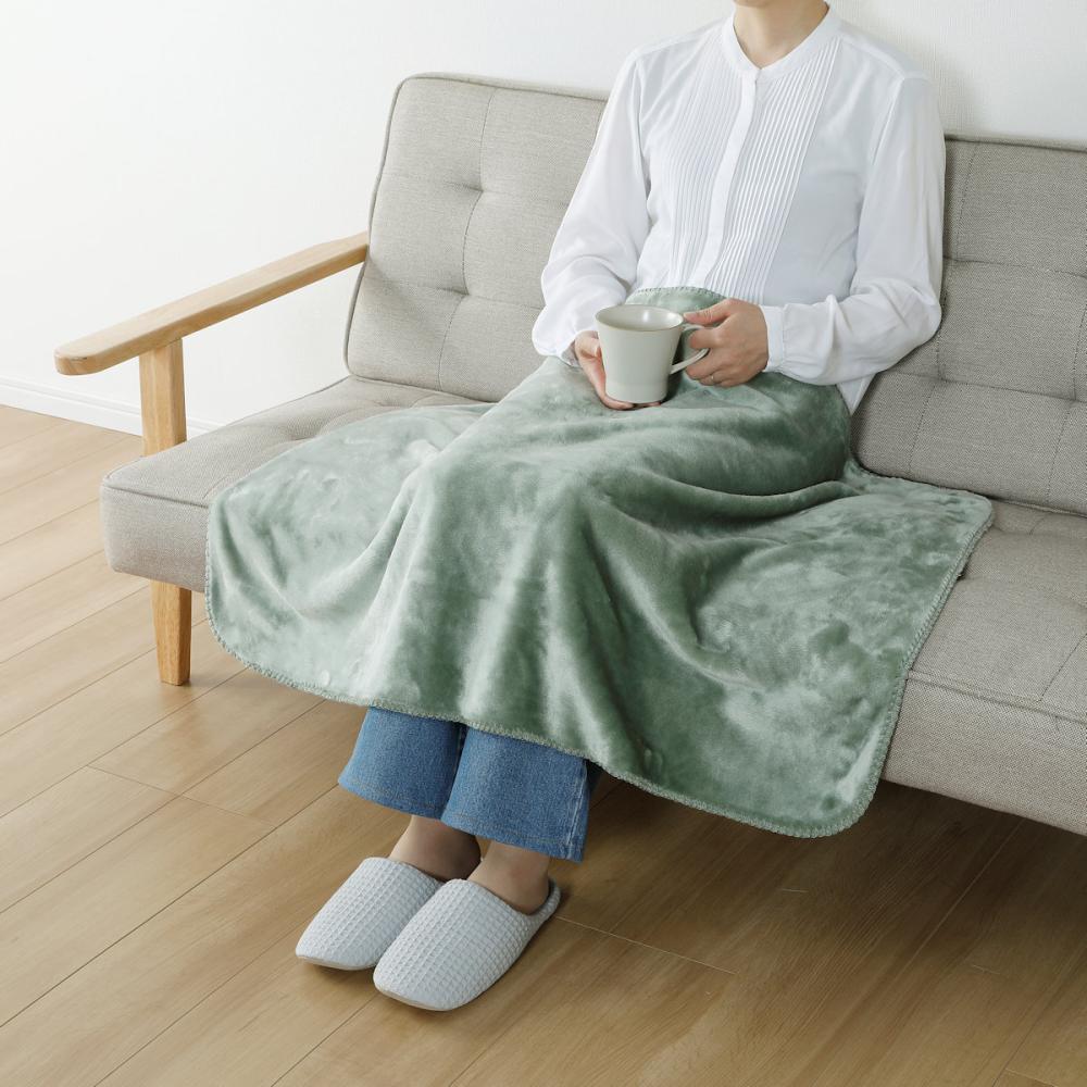 アテーナライフ　なめらかひざ掛け　ミルクファー　グリーン　７０×１００ｃｍ