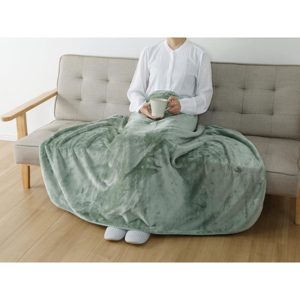 アテーナライフ　なめらかハーフ毛布　ミルクファー　グリーン　１００×１４０ｃｍ
