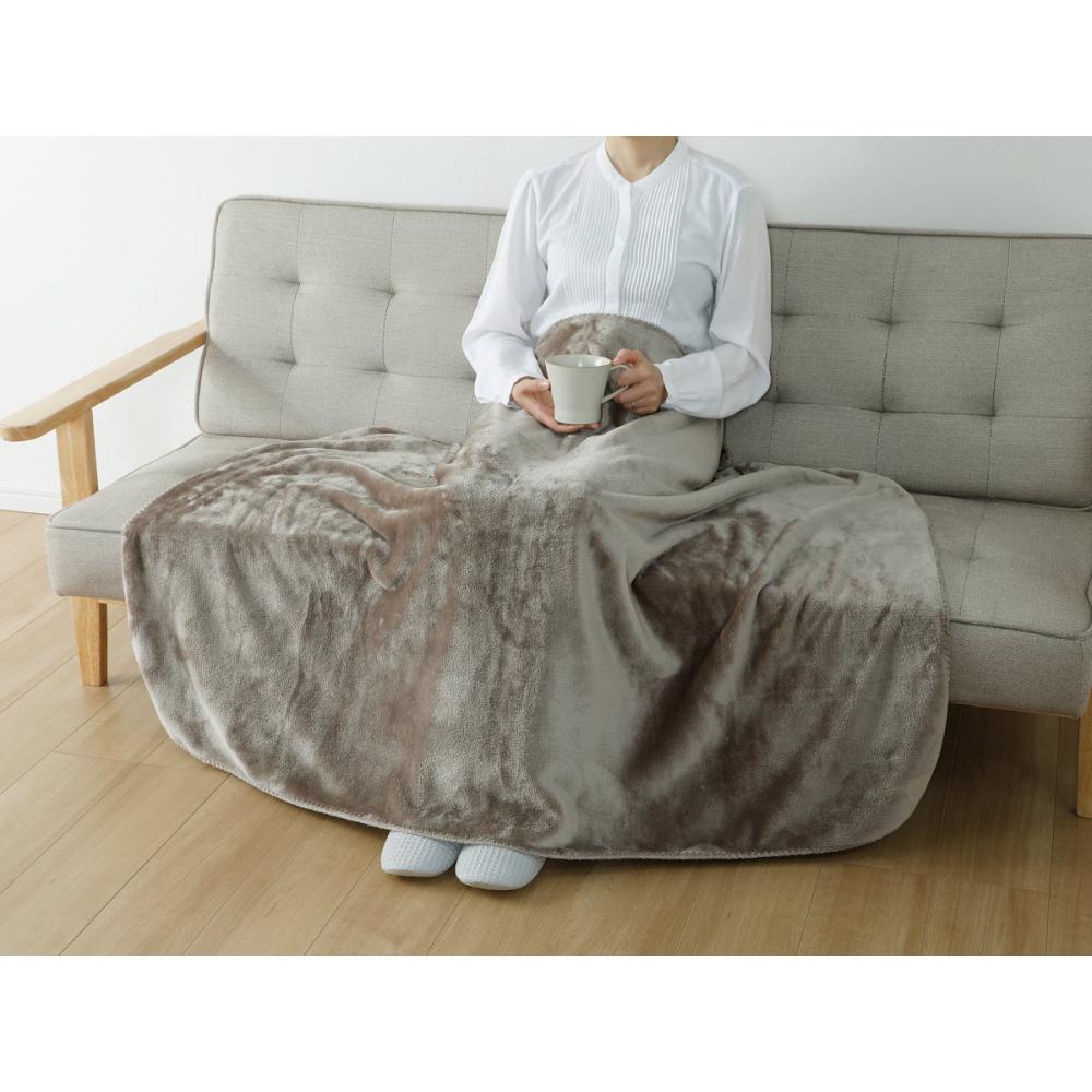 アテーナライフ　なめらかハーフ毛布　ミルクファー　モカ　１００×１４０ｃｍ
