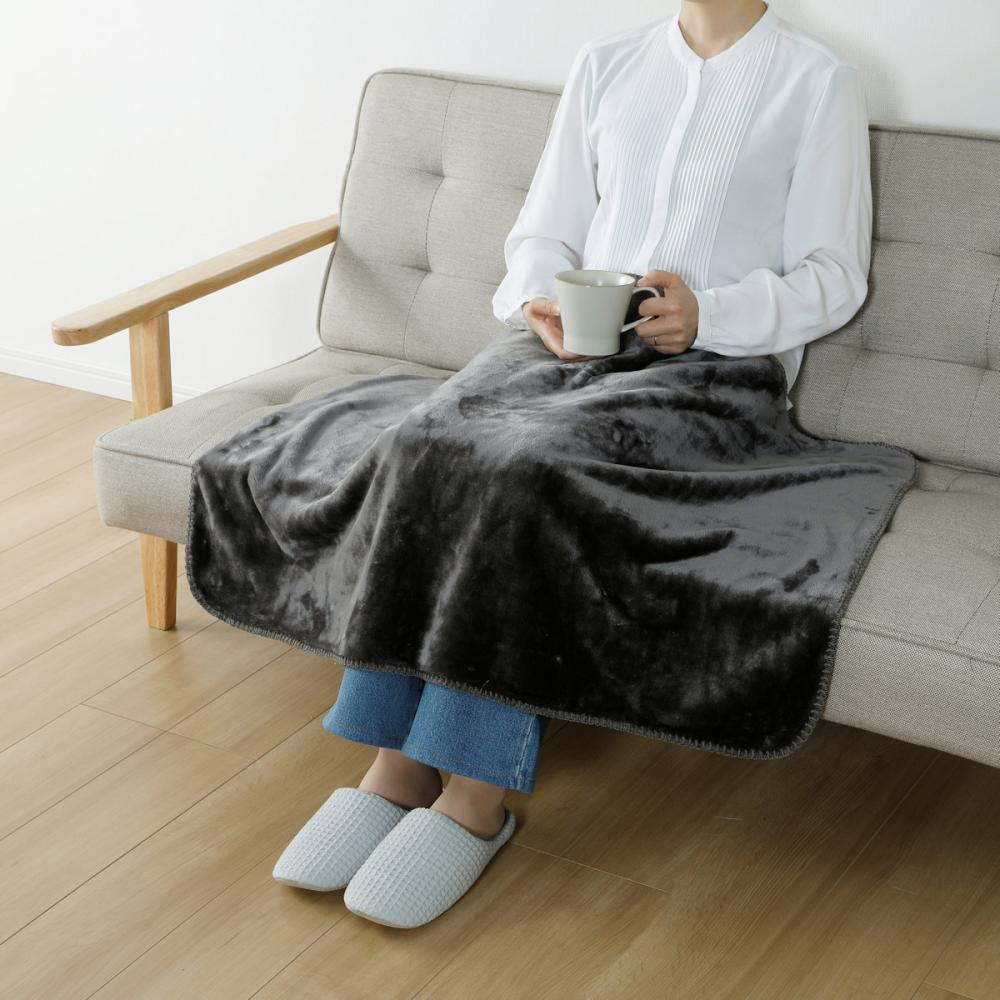 アテーナライフ　なめらかひざ掛け　ミルクファー　ダークグレー　７０×１００ｃｍ