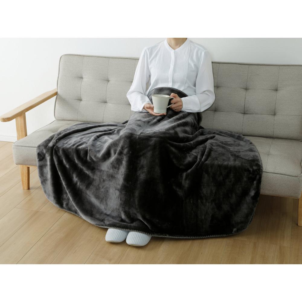 アテーナライフ　なめらかハーフ毛布　ミルクファー　ダークグレー　１００×１４０ｃｍ