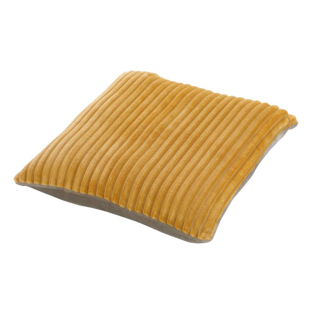 アテーナライフ　ボリュームクッションカバー　フロウズ　マスタード　４５×４５ｃｍ