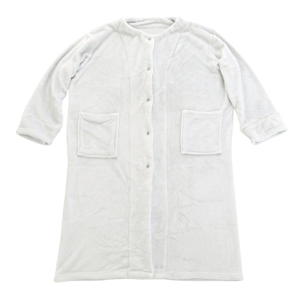 アテーナライフ　ソフトタッチ着る毛布　襟なし　グレー　Ｌ