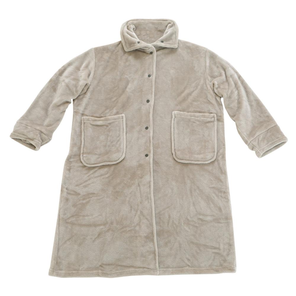 アテーナライフ　ソフトタッチ着る毛布　襟付き　ベージュ　Ｍ