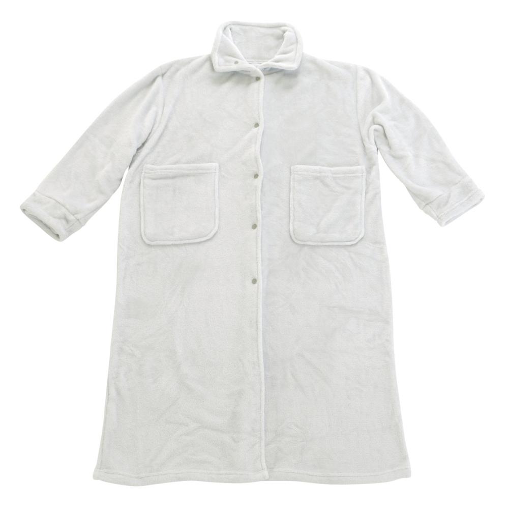 アテーナライフ　ソフトタッチ着る毛布　襟付き　グレー　Ｌ