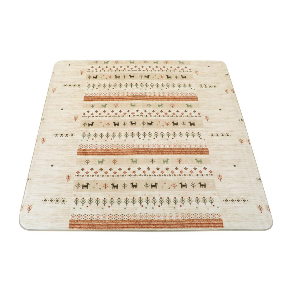 アテーナライフ　暖プラス　厚手リビングラグ　ヴァルキー　ギャベ　１８５×１８５ｃｍ　約２．２畳