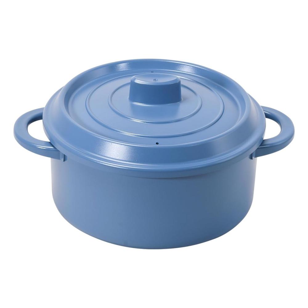 パール金属　おまかせ！電子レンジ専用鍋　ザル付き　ブルー