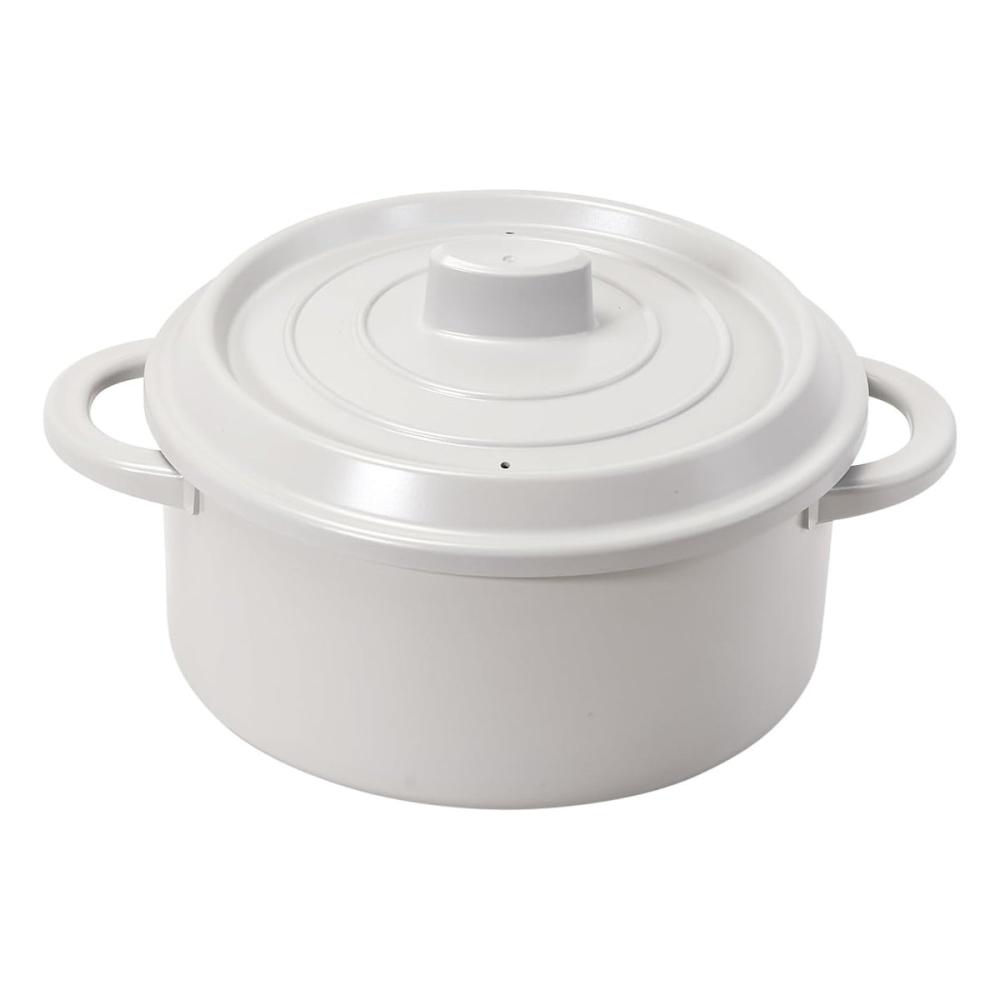 パール金属　おまかせ！電子レンジ専用鍋　ザル付き　ライトグレー