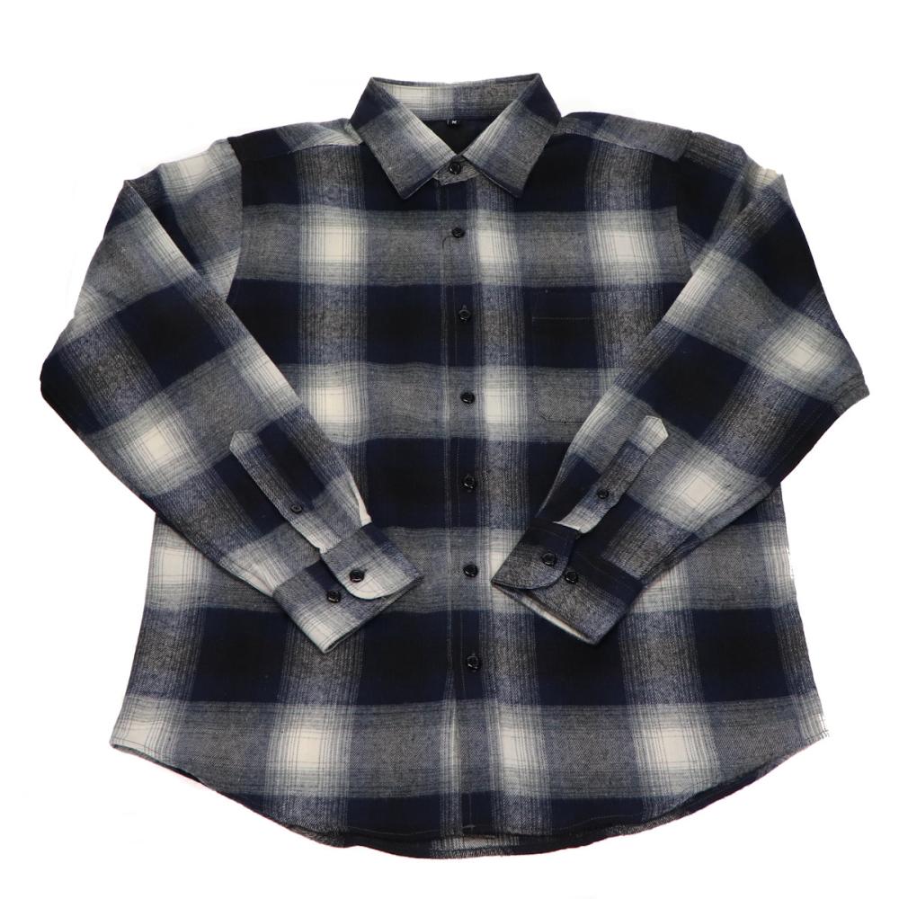 你的品牌名　起毛チェックシャツ　ネイビーチェック　Ｍ