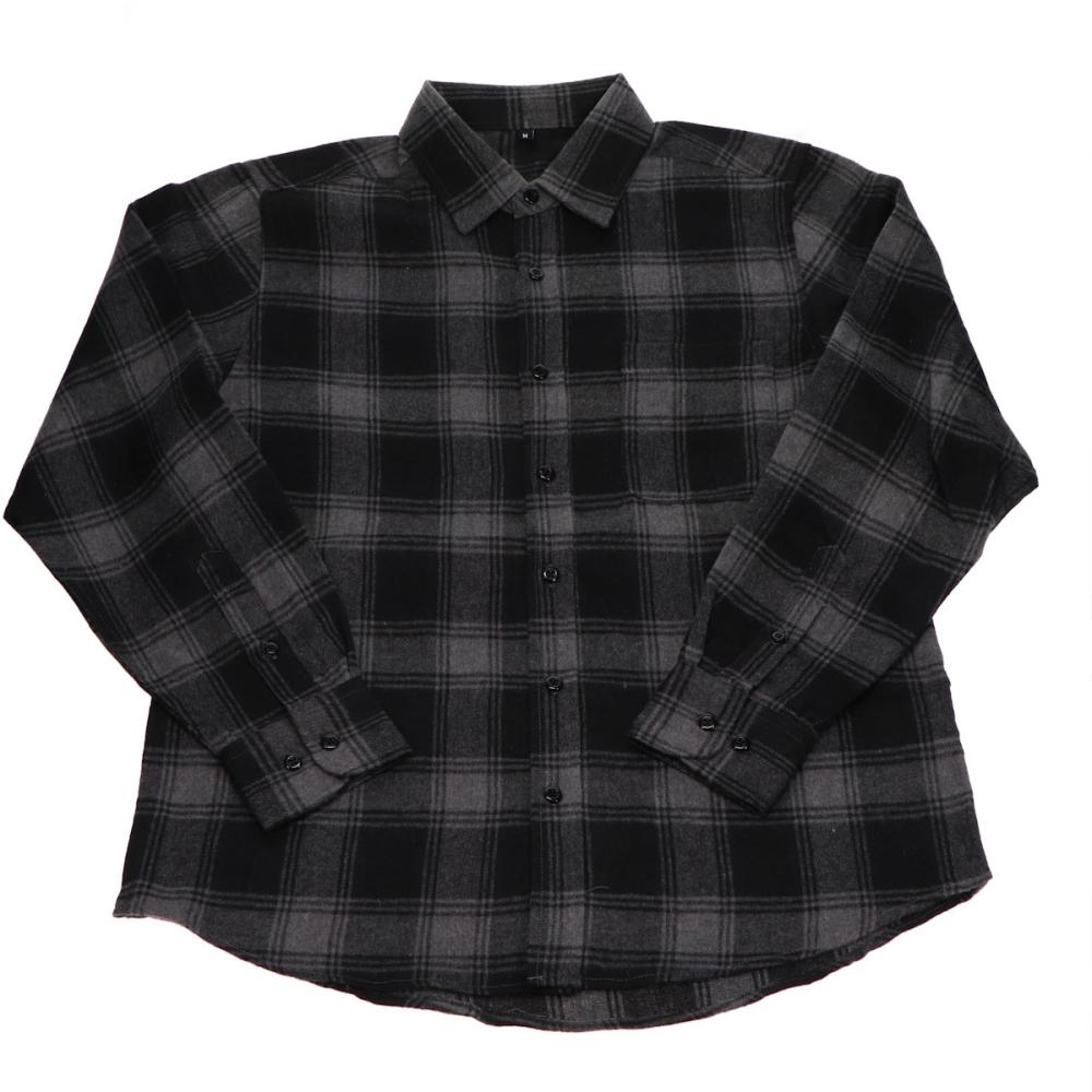 你的品牌名　起毛チェックシャツ　ブラックチェック　Ｌ
