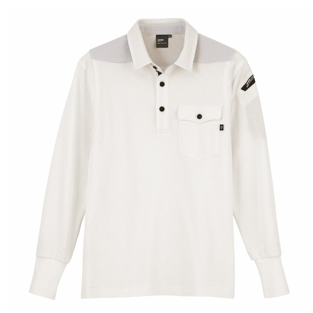 ジーベック　現場服長袖ポロシャツ　Ｌ　シロ　６０５５