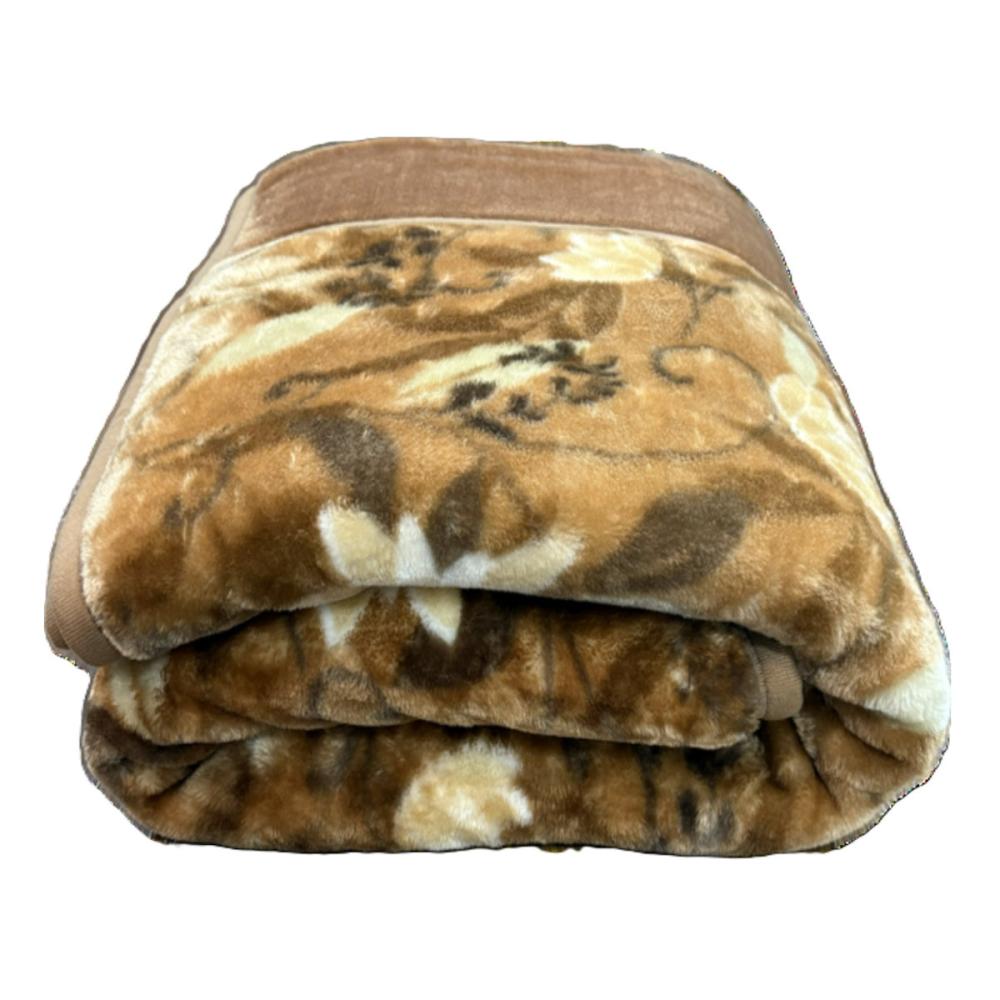 西川　吸湿発熱綿入２枚合わせ毛布　シェンナ　ブラウン　シングル　１４０×２００ｃｍ