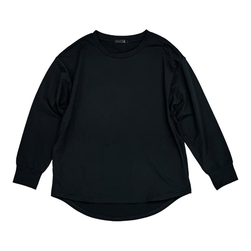 ラウンドヘム長袖Ｔシャツ　黒　Ｌ　１０１１３