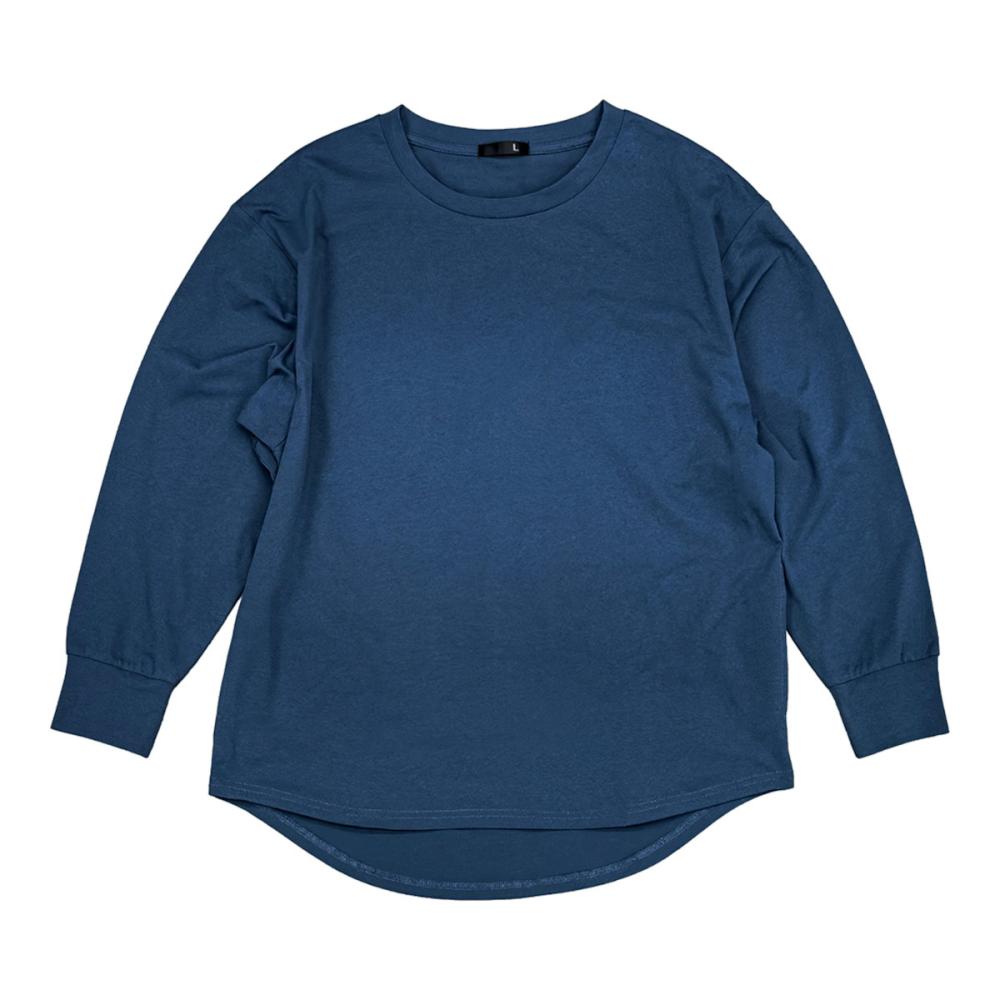 ラウンドヘム長袖Ｔシャツ　スモーキーブルー　ＬＬ　１０１１３