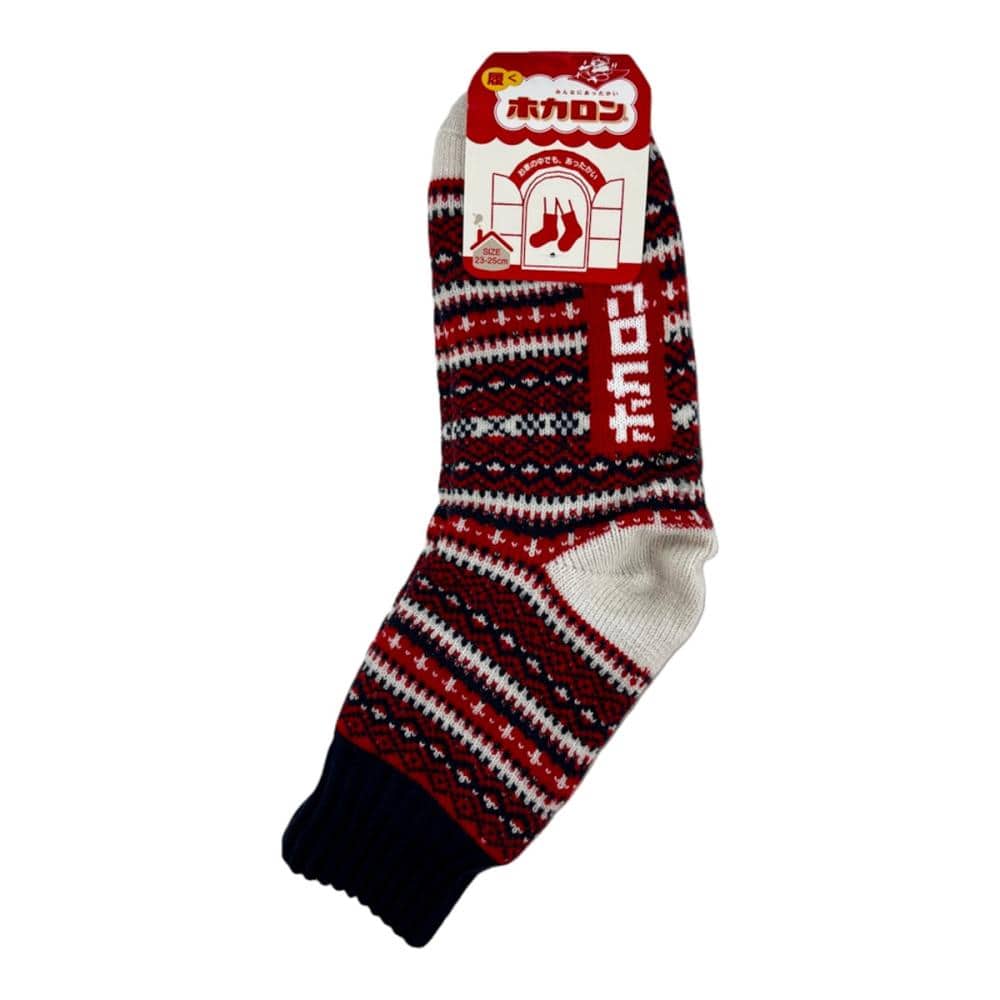 ホカロン　婦人靴下　裏ボアフェアアイル柄クルー　２３－２５ｃｍ　１６