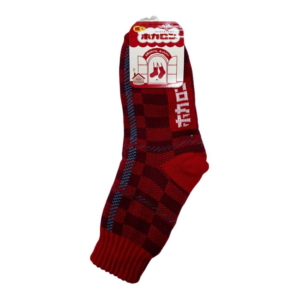 ホカロン　婦人靴下　裏ボアチェック柄クルー　２３－２５ｃｍ　１６