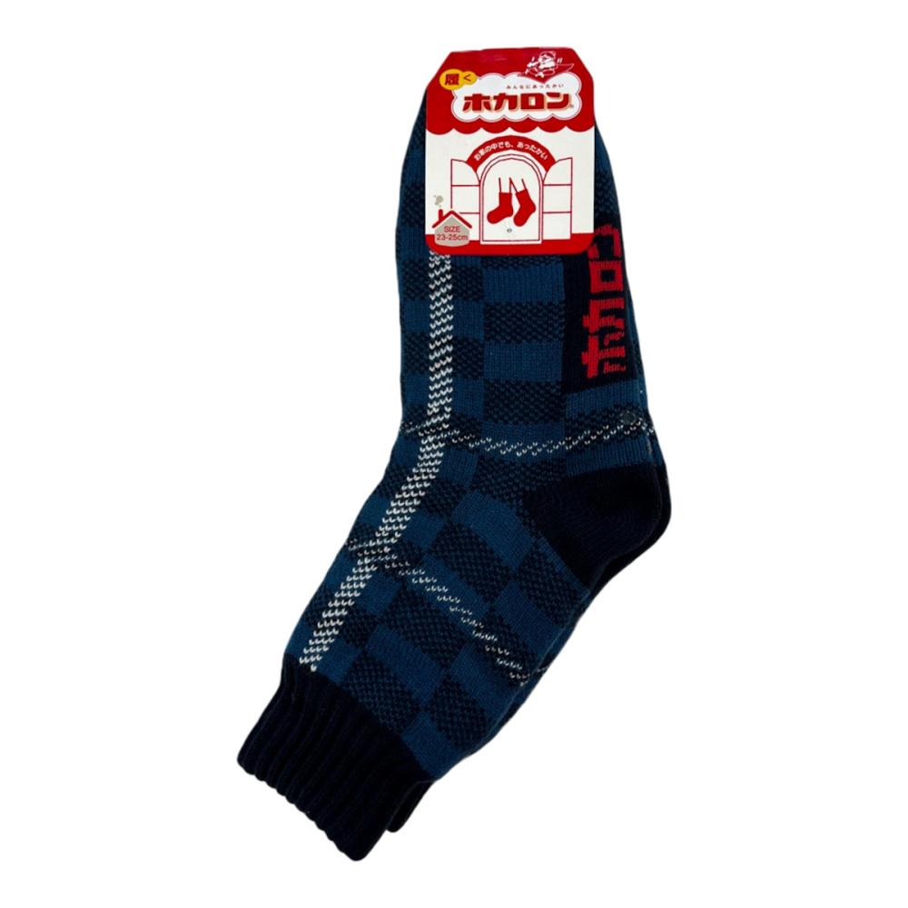 ホカロン　婦人靴下　裏ボアチェック柄クルー　２３－２５ｃｍ　６９