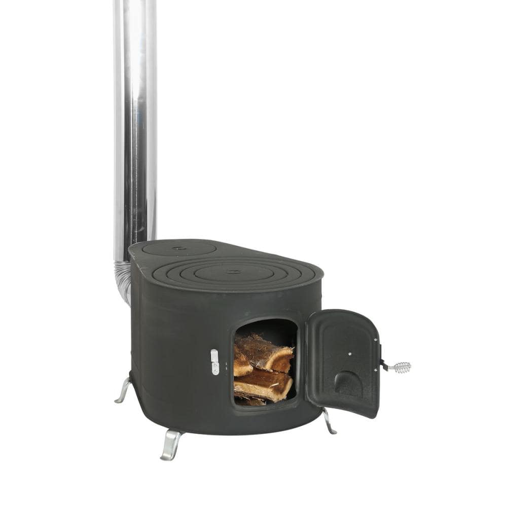 キング印　特厚鉄板玉子型薪ストーブ　大（全中子）　黒耐熱塗装