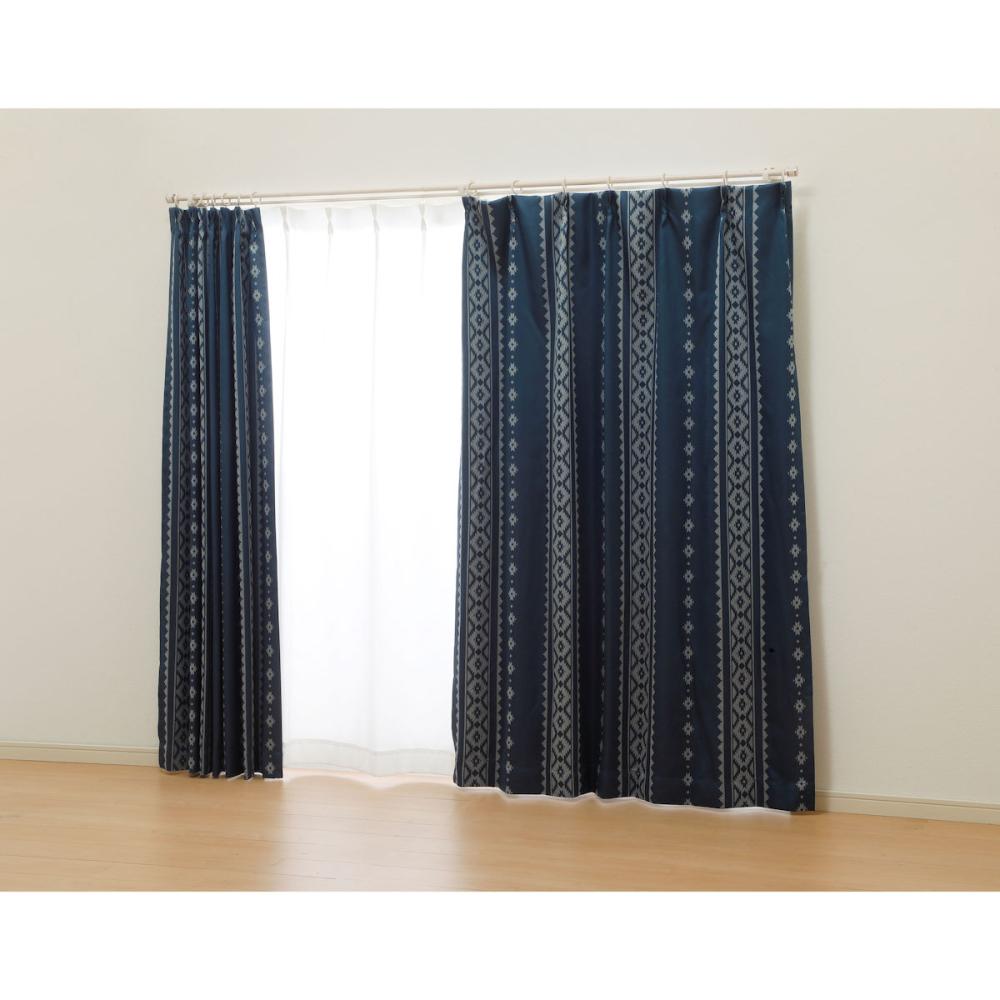 オーダーカーテン　ドレープ　フォーク　ネイビー