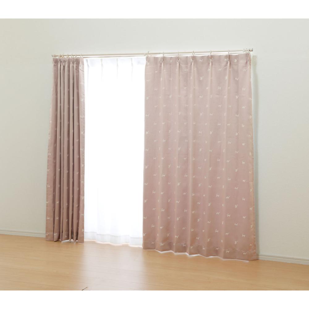 オーダーカーテン　ドレープ　キャット　ピンク