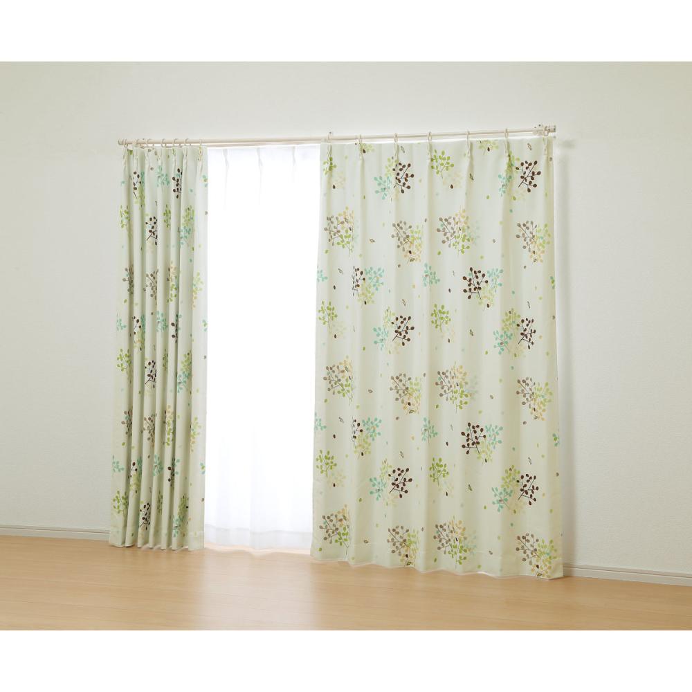 オーダーカーテン　ドレープ　ハッチ　グリーン