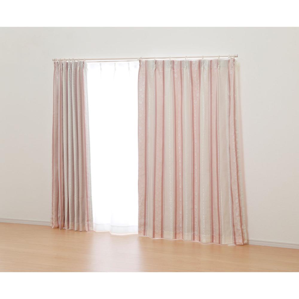 オーダーカーテン　ドレープ　裏地付きアングル　ローズ