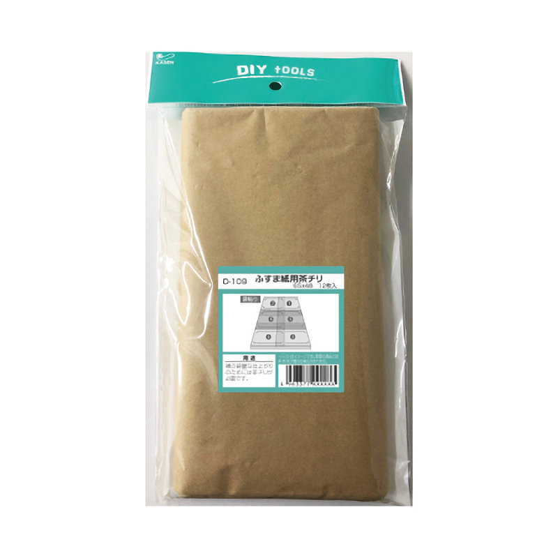 カセン和紙工業　ふすま紙用茶チリ　４６ｃｍ×６２ｃｍ　１２枚入り　Ｄ－１０９