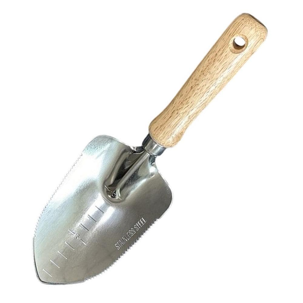 Ｂｒｅｅｚｙ　Ｇｒｅｅｎ　木柄ギザ刃付き移植ごて　大