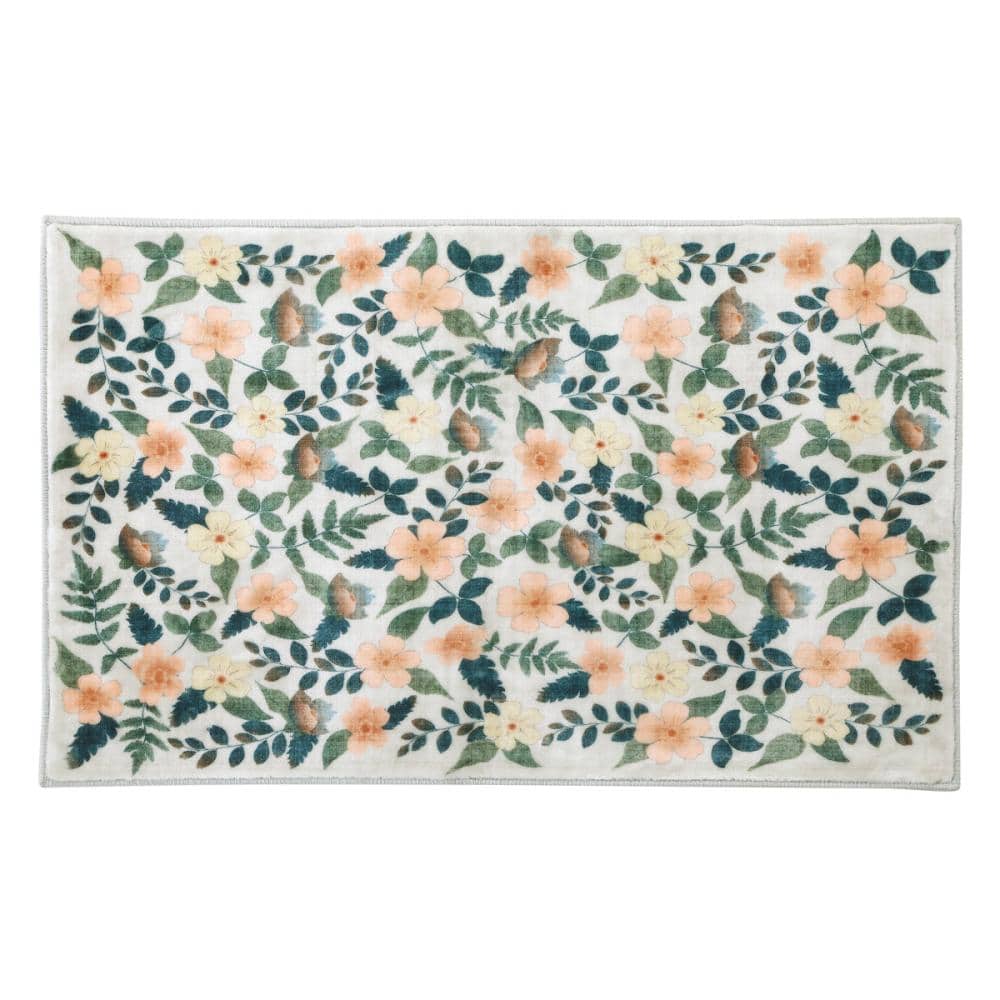 アテーナライフ　プリント玄関マット　ボタニカル　８０×５０ｃｍ