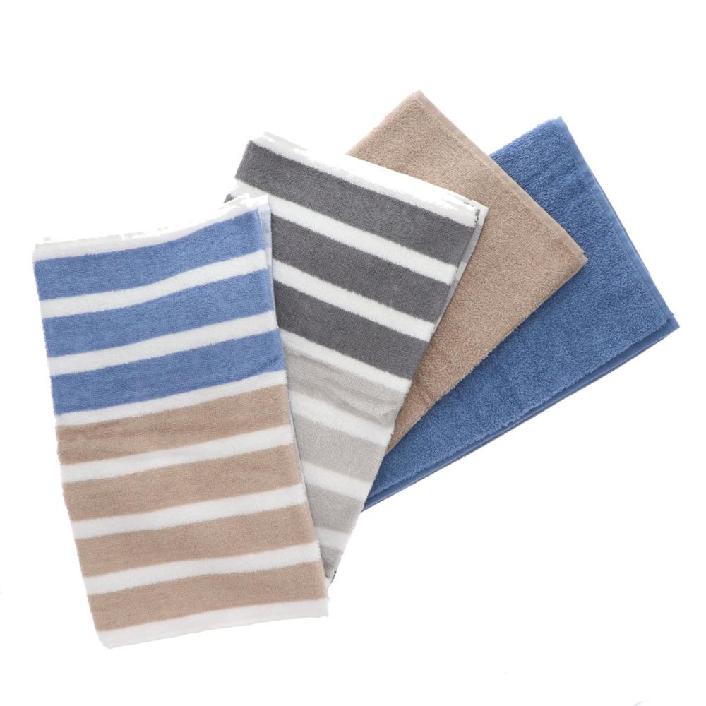 アテーナライフ　フェイスタオル　ボーダー・無地　３４×８０ｃｍ　４枚組