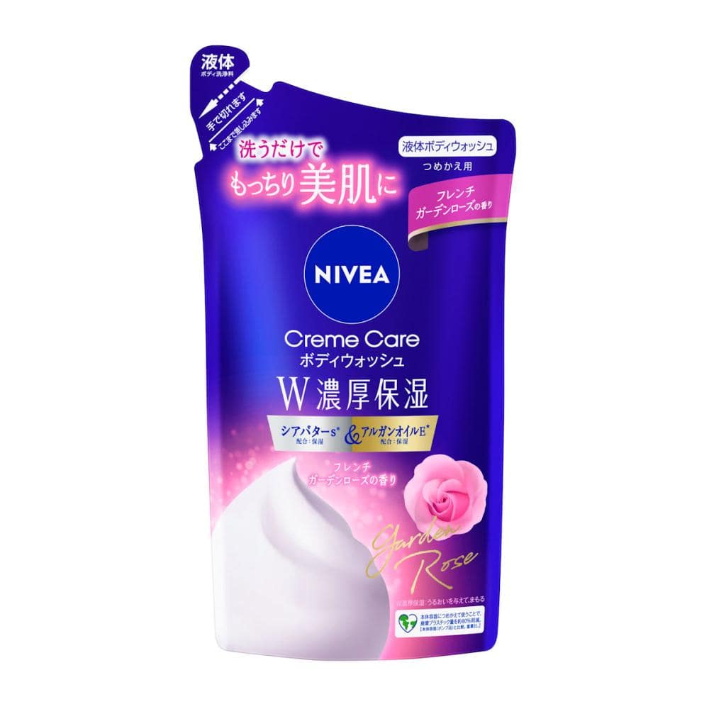 花王　ニベア　クリームケアボディウォッシュ　Ｗ濃厚保湿　フレンチガーデンローズ　詰め替え用　３４０ｍＬ