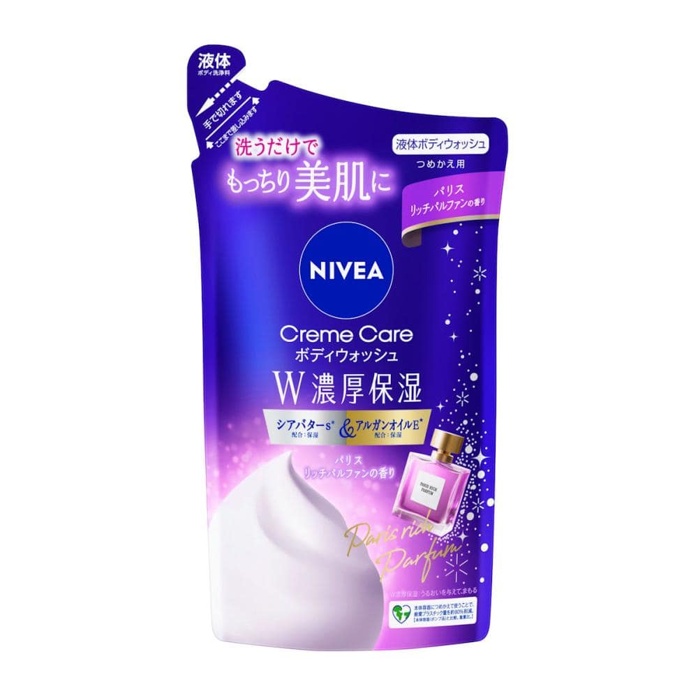 花王　ニベア　クリームケアボディウォッシュ　Ｗ濃厚保湿　パリスリッチパルファン　詰め替え用　３４０ｍＬ