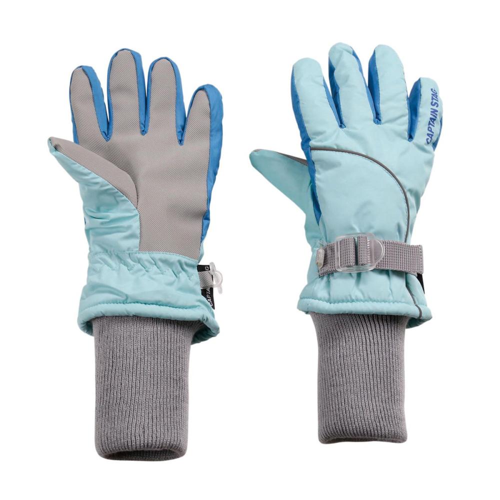 キャプテンスタッグ　防寒グローブ　５指ロングジャージ　１２０ｃｍ　サックス　ＵＸ９８９