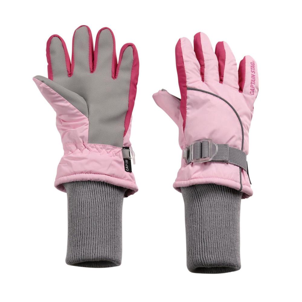 キャプテンスタッグ　防寒グローブ　５指ロングジャージ　１２０ｃｍ　ピンク　ＵＸ９８９