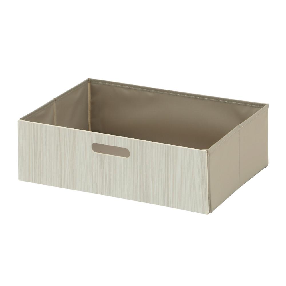 アテーナライフ　木目調折りたたみインナーボックス　横型ハーフ　ホワイト　幅３８×高さ１２×奥行２６ｃｍ