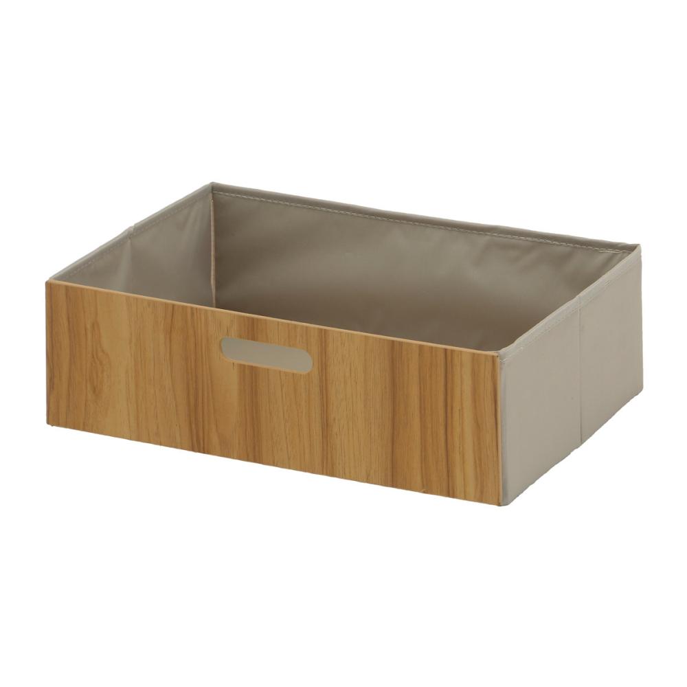 アテーナライフ　木目調折りたたみインナーボックス　横型ハーフ　ナチュラル　幅３８×高さ１２×奥行２６ｃｍ