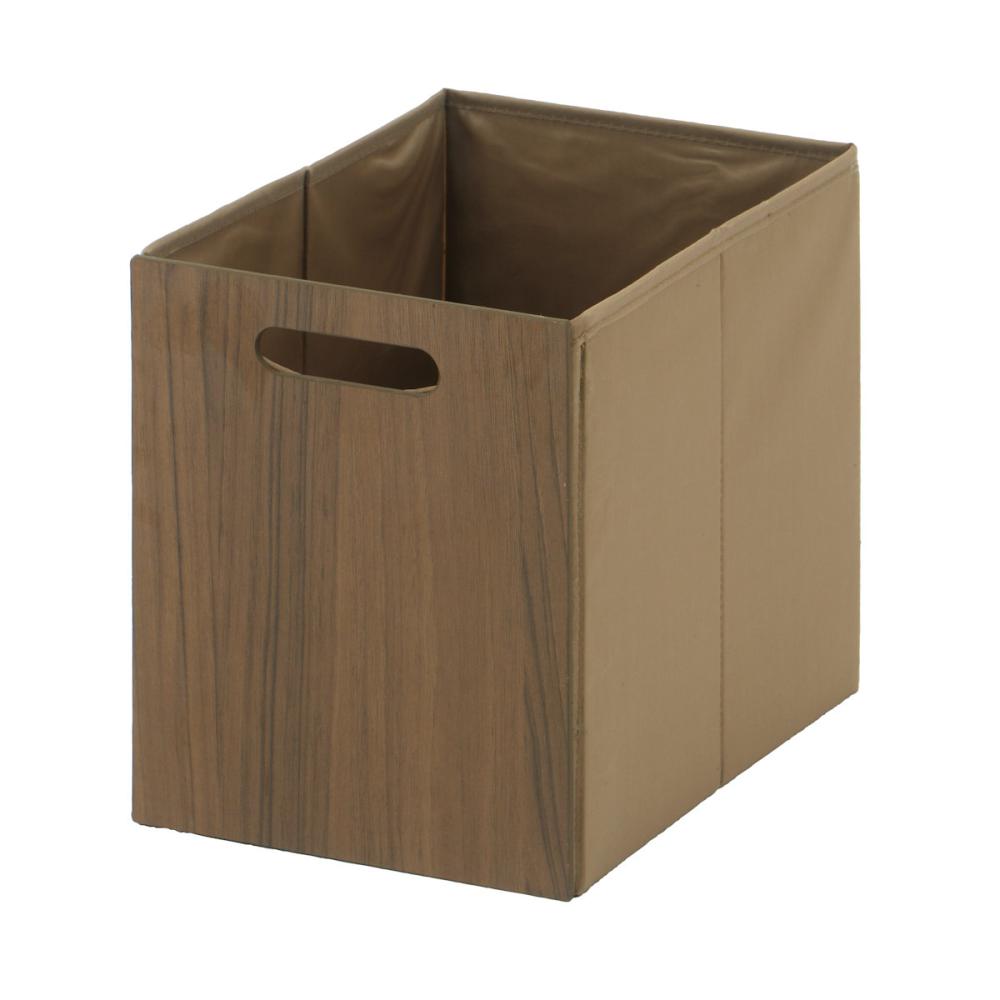 アテーナライフ　木目調折りたたみインナーボックス　縦型ハーフ　ブラウン　幅１９×高さ２４×奥行２６ｃｍ