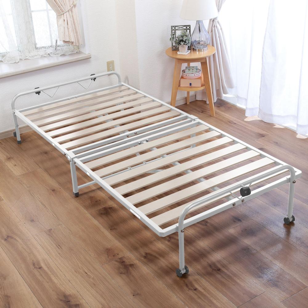 谷村実業　通気性抜群　折りたたみスノコベッド　ナチュラル　シングル