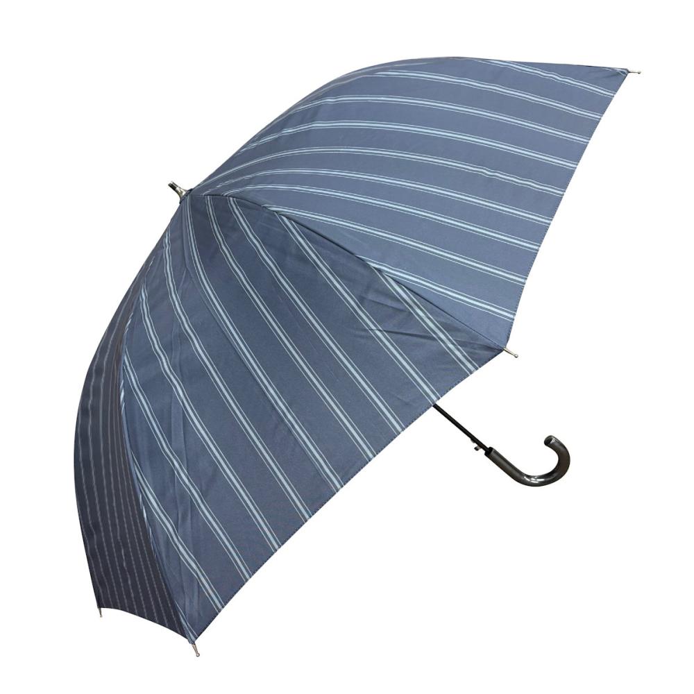 スギハラ　紳士６５ｃｍジャンプ式傘　グラス骨　テーラードストライプ　ネイビー