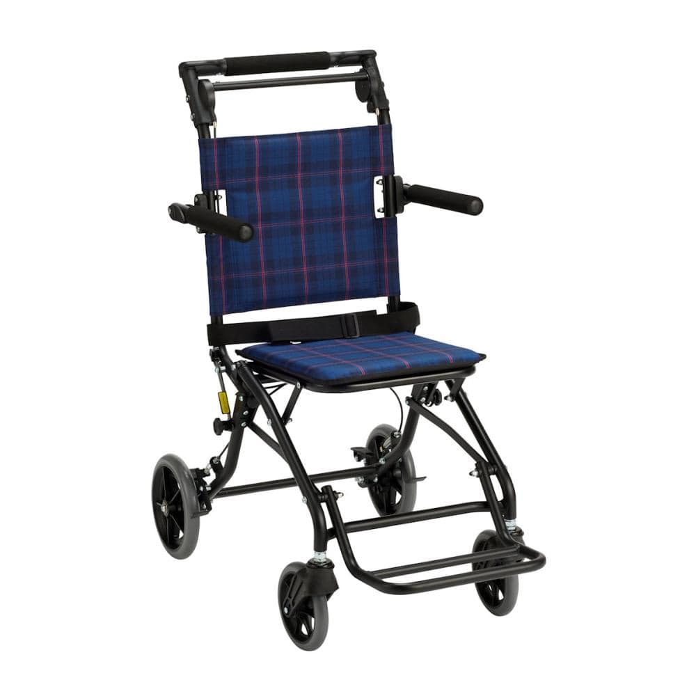 マキテック　コンパクト車いす　介助式　テイクアルファ　ネイビーチェック
