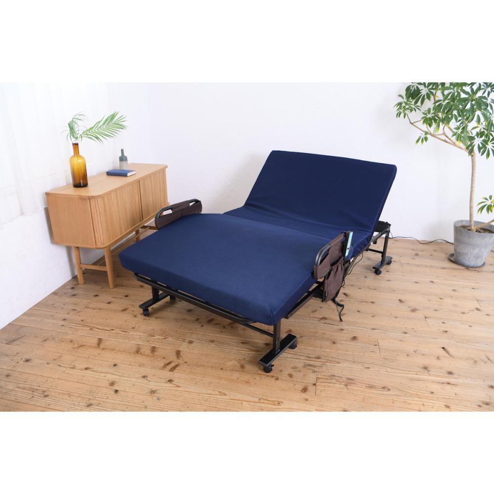 谷村実業　折りたたみ電動ベッド　高反発　ネイビー　セミダブル　ＴＡＮ－２６２コウＳＤ－ＮＶ