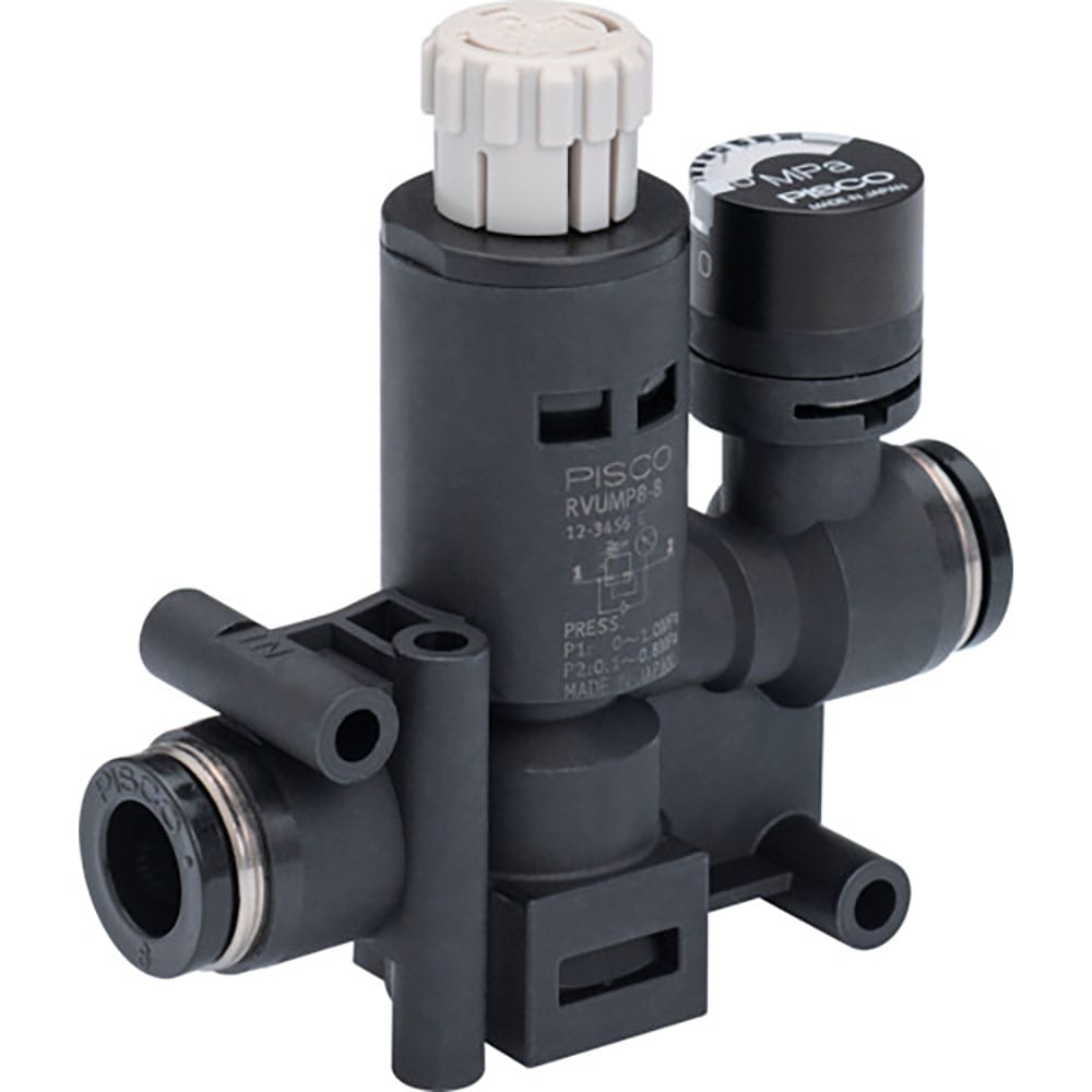 ＰＩＳＣＯ　レギュレータ　プッシュロックタイプ　圧力ゲージ付ユニオン　φ６×φ４　ＲＶＵＭＰ６－４＿