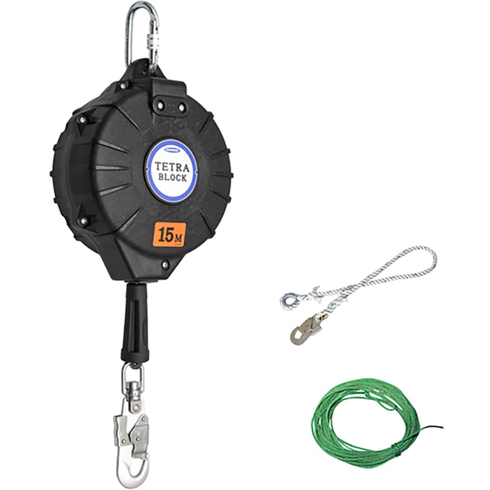 ＴＳＵＹＯＲＯＮ　ワイヤロープ巻取式安全ブロック　ＴＲＢ－１５　テトラブロック１５ｍ　台付・引寄ロ＿