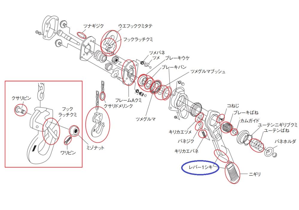 ＫＩＴＯ　キトーレバーブロックＬ５形　ＬＢ０１０用部品　レバー１式　Ｌ５ＢＡ０１０－５２１１２＿